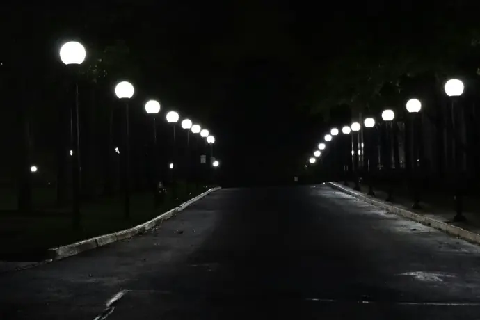 a road with lights on it