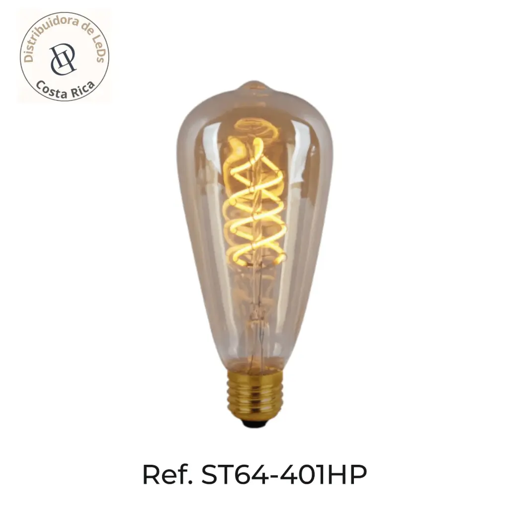 Bombillo LED Vintage ST64 E27 4W Ámbar – Ref ST64-401HP