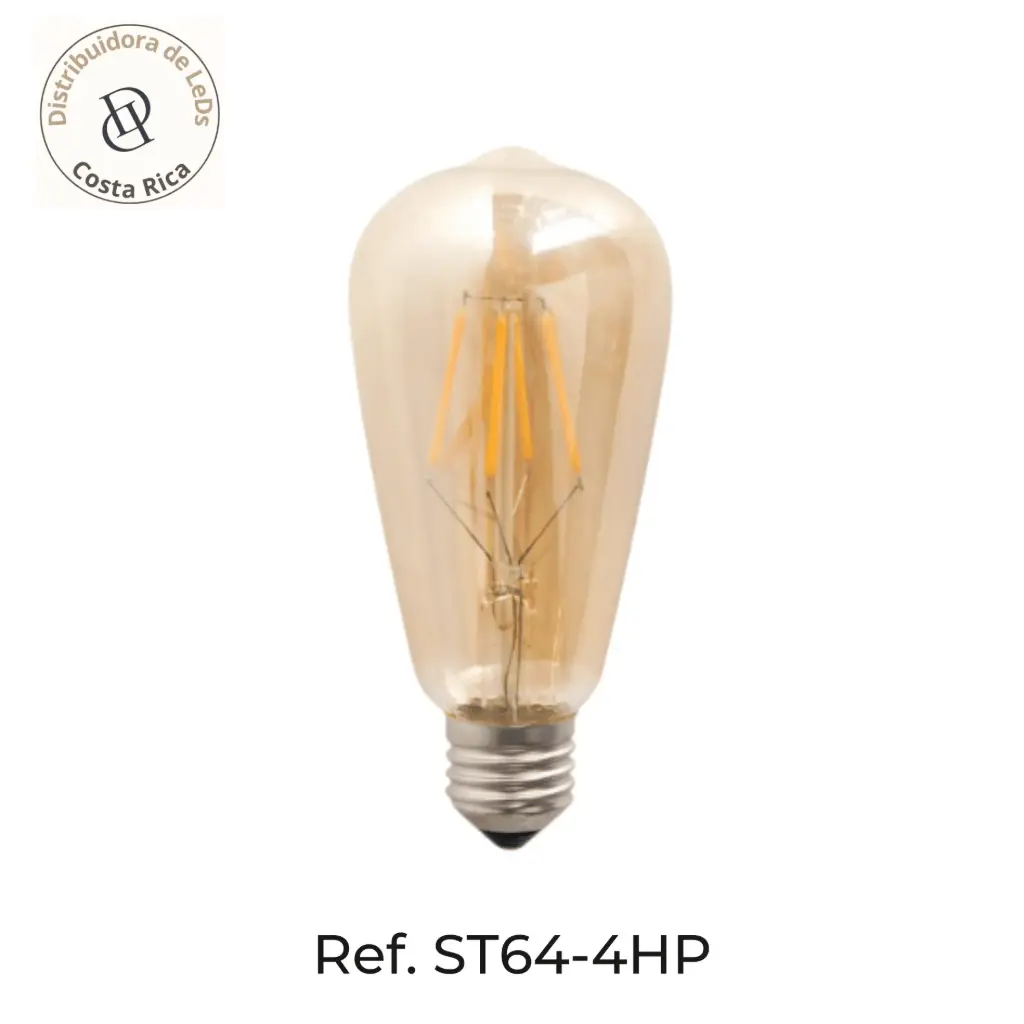 Bombillo LED Vintage ST64 E27 4W Ámbar 2700K – Ref ST64-4HP