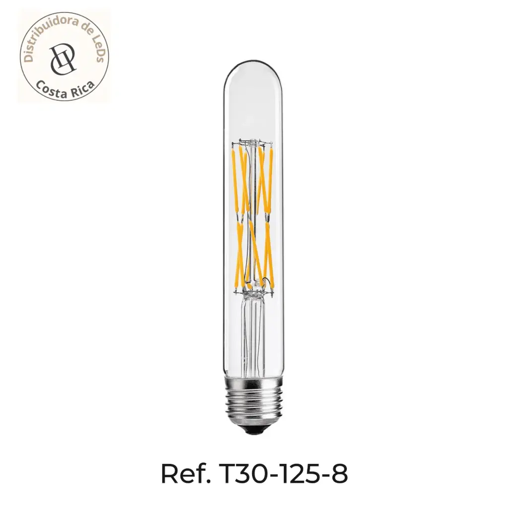 Bombillo LED Tubular T30 E27 8W Luz Cálida 2700K – Ref T30-125-8