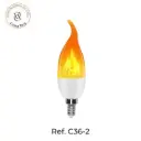 Flame-Type Candelabra LED Bulb, 2W, with 3 movements E14 and E27  1500K – Ref. C36-2